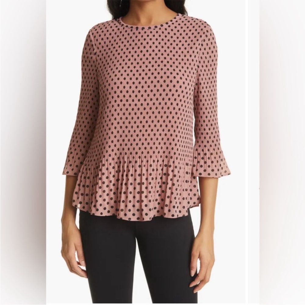 Ted Baker Hellyn Polka Dot Flare Top In medium brown| Size 2/US size 6 |